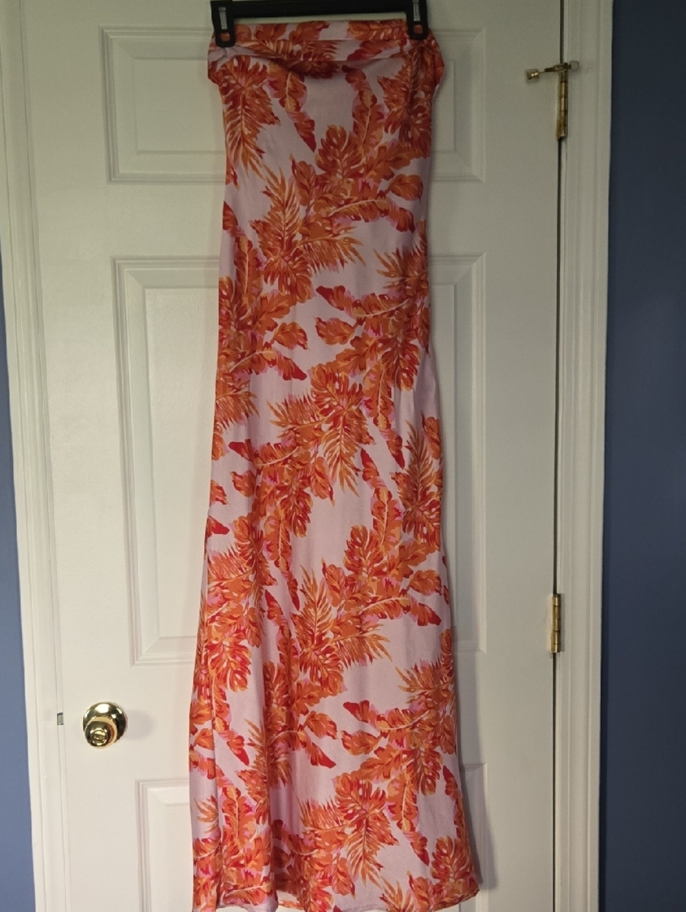 Hello Molly Strapless Maxi Dress in Orange Floral